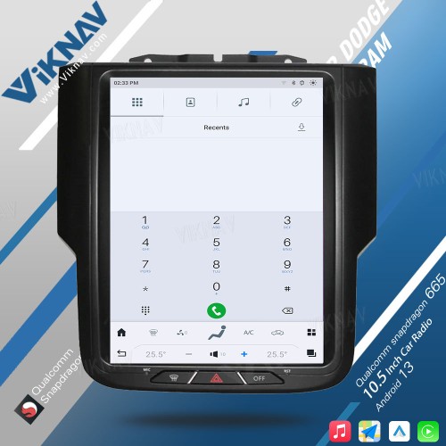 VIKNAV 10.5 Inch Touch Screen 8 Core Android Car Radio For Dodge Ram 1500 2013-2018 Head Unit GPS Navigation Car Stereo(Manual AC 128GB)