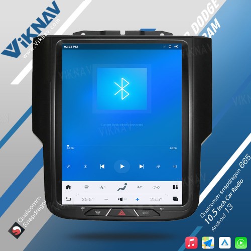VIKNAV 10.5 Inch Touch Screen 8 Core Android Car Radio For Dodge Ram 1500 2013-2018 Head Unit GPS Navigation Car Stereo(Manual AC 128GB)