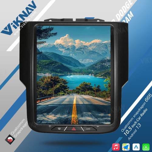 VIKNAV 10.5 Inch Touch Screen 8 Core Android Car Radio For Dodge Ram 1500 2013-2018 Head Unit GPS Navigation Car Stereo(Manual AC 128GB)