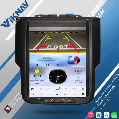 VIKNAV 10.5 Inch Touch Screen 8 Core Android Car Radio For Dodge Ram 1500 2013-2018 Head Unit GPS Navigation Car Stereo(Manual AC 128GB)