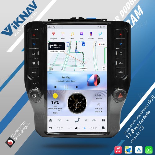 VIKNAV 11.8 Inch Touch Screen Car Radio For Dodge Ram 2020-2023 Android Multimedia Player Head unit(128GB)