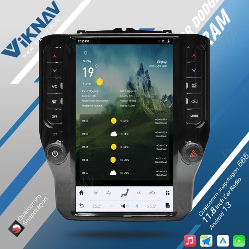VIKNAV 11.8 Inch Touch Screen Car Radio For Dodge Ram 2020-2023 Android Multimedia Player Head unit(64GB)