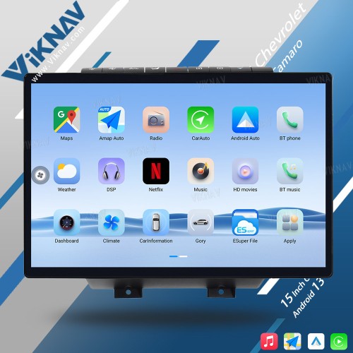 Viknav 15 Inch Car Radio for Chevrolet Camaro 2010 2011 2012 2013 2014 2015 Touch Screen Android  Replacement car Stereo Upgrade carplay and Android auto Head Unit(64GB)