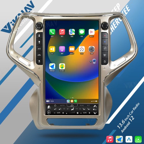 VIKNAV 13.6 Inch Auto Stereo Car Radio For Jeep Cherokee 2014-2021 Android Auto Wireless Carplay GPS Navigation Multimedia Stereo Player(64GB)