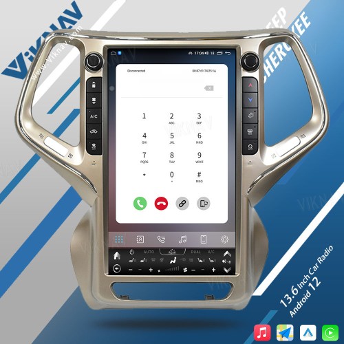 VIKNAV 13.6 Inch Auto Stereo Car Radio For Jeep Cherokee 2014-2021 Android Auto Wireless Carplay GPS Navigation Multimedia Stereo Player(64GB)