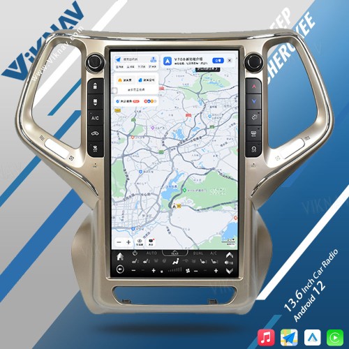 VIKNAV 13.6 Inch Auto Stereo Car Radio For Jeep Cherokee 2014-2021 Android Auto Wireless Carplay GPS Navigation Multimedia Stereo Player(64GB)