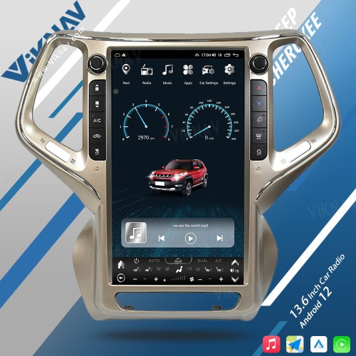 VIKNAV 13.6 Inch Auto Stereo Car Radio For Jeep Cherokee 2014-2021 Android Auto Wireless Carplay GPS Navigation Multimedia Stereo Player(64GB)