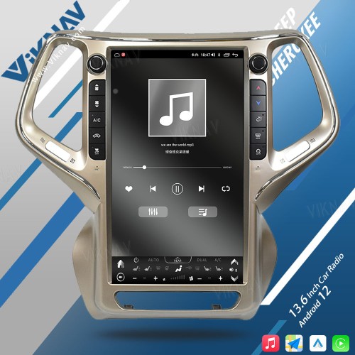 VIKNAV 13.6 Inch Auto Stereo Car Radio For Jeep Cherokee 2014-2021 Android Auto Wireless Carplay GPS Navigation Multimedia Stereo Player(64GB)