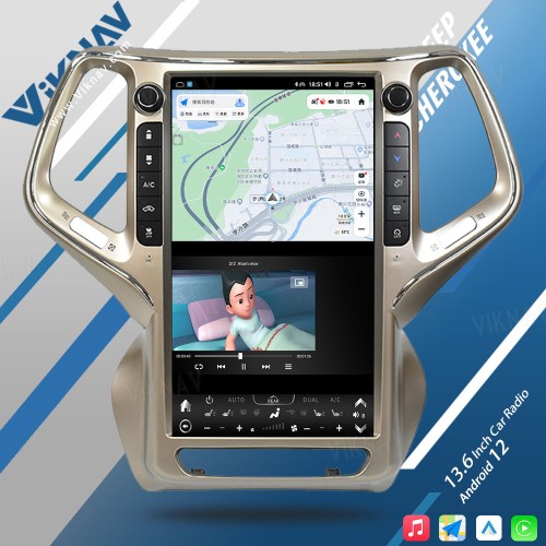 VIKNAV 13.6 Inch Auto Stereo Car Radio For Jeep Cherokee 2014-2021 Android Auto Wireless Carplay GPS Navigation Multimedia Stereo Player(64GB)