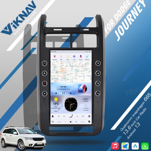 VIKNAV 13.6 Inch For Dodge Journey Car Radio 2009-2015 Android System Stereo Car GPS Navigation Video DVD Multimedia Player Carplay(128GB)