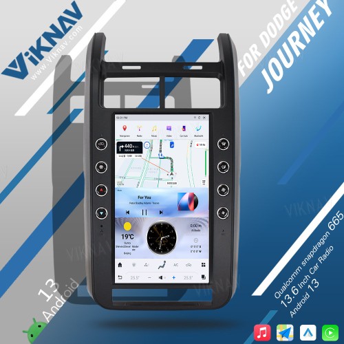 VIKNAV 13.6 Inch For Dodge Journey Car Radio 2009-2015 Android System Stereo Car GPS Navigation Video DVD Multimedia Player Carplay(128GB)