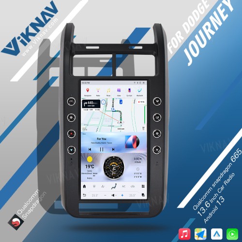VIKNAV 13.6 Inch For Dodge Journey Car Radio 2009-2015 Android System Stereo Car GPS Navigation Video DVD Multimedia Player Carplay(128GB)