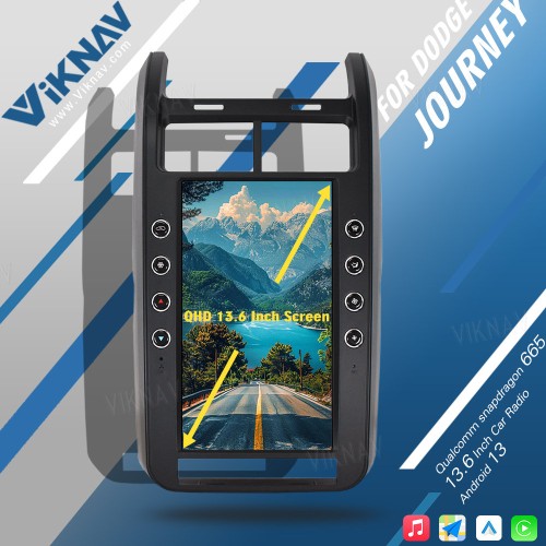 VIKNAV 13.6 Inch For Dodge Journey Car Radio 2009-2015 Android System Stereo Car GPS Navigation Video DVD Multimedia Player Carplay(128GB)