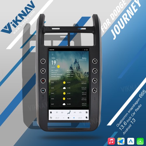 VIKNAV 13.6 Inch For Dodge Journey Car Radio 2009-2015 Android System Stereo Car GPS Navigation Video DVD Multimedia Player Carplay(128GB)