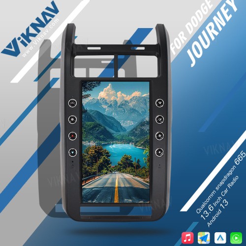 VIKNAV 13.6 Inch For Dodge Journey Car Radio 2009-2015 Android System Stereo Car GPS Navigation Video DVD Multimedia Player Carplay(128GB)