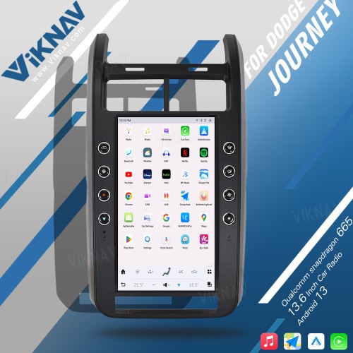 VIKNAV 13.6 Inch For Dodge Journey Car Radio 2009-2015 Android System Stereo Car GPS Navigation Video DVD Multimedia Player Carplay(128GB)