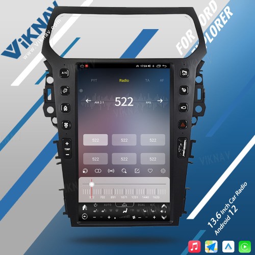 VIKNAV 13.6 Inch Car Radio For Ford Explorer 2011-2019 Multimedia Android Auto Wireless Carplay GPS Navigation Head Unit (64GB)