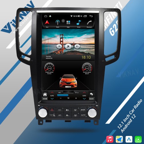 Viknav 12.1 Inch Car Stereo Radio For Infiniti G25 G37 2004-2013 Multimedia Player Receiver Recorder Head Unit 2 Din(128GB)