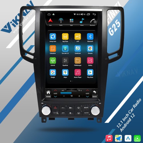 Viknav 12.1 Inch Car Stereo Radio For Infiniti G25 G37 2004-2013 Multimedia Player Receiver Recorder Head Unit 2 Din(128GB)