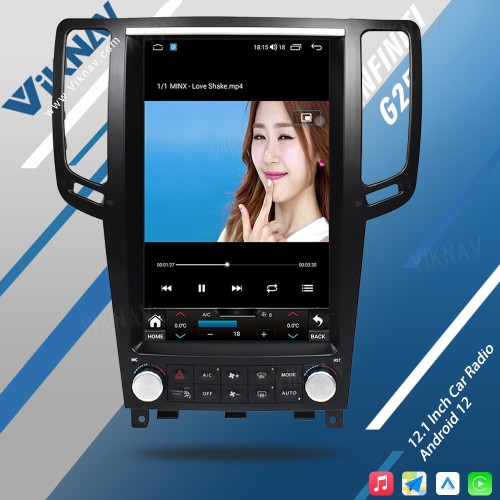Viknav 12.1 Inch Car Stereo Radio For Infiniti G25 G37 2004-2013 Multimedia Player Receiver Recorder Head Unit 2 Din(128GB)