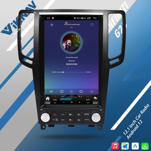Viknav 12.1 Inch Car Stereo Radio For Infiniti G25 G37 2004-2013 Multimedia Player Receiver Recorder Head Unit 2 Din(128GB)