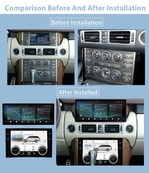 Viknav 10.4 Inch Air Condition Board For Land Rover Range Rover V8 2002-2012 12.3 Inch Android Car Radio Air Conditioning Climate Panel With Day And Night Mode（AC）