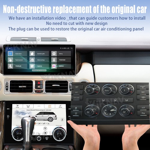 Viknav 10.4 Inch Air Condition Board For Land Rover Range Rover V8 2002-2012 12.3 Inch Android Car Radio Air Conditioning Climate Panel With Day And Night Mode（AC）
