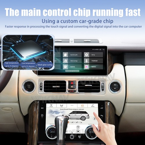 Viknav 10.4 Inch Air Condition Board For Land Rover Range Rover V8 2002-2012 12.3 Inch Android Car Radio Air Conditioning Climate Panel With Day And Night Mode（AC）