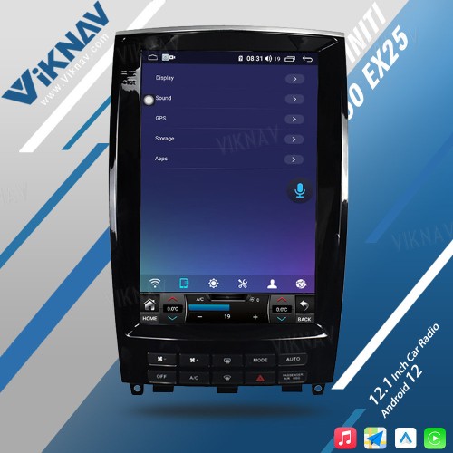 Viknav 12.1 Inch Car Stereo Autoradio For Infiniti QX50 EX25 2013-2020 Multimedia DVD Player GPS Navigation Head Unit(128GB)