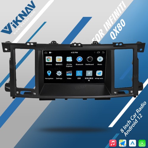 Viknav 8.0 Inch For Infiniti QX80 2013-2020 Android Car Radio With Screen GPS Navigation Stereo DVD Multimedia Auto Player 2 Din(128GB)