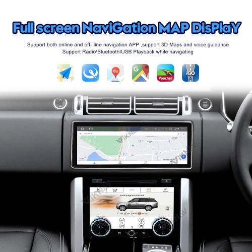Viknav 12.3 Inch Touch Screen Car Radio For Land Rover Range Rover Vogue L405 2013-2017 Right Hand Driving Multimedia Player GPS Navigation Head Unit（Beige 128GB）