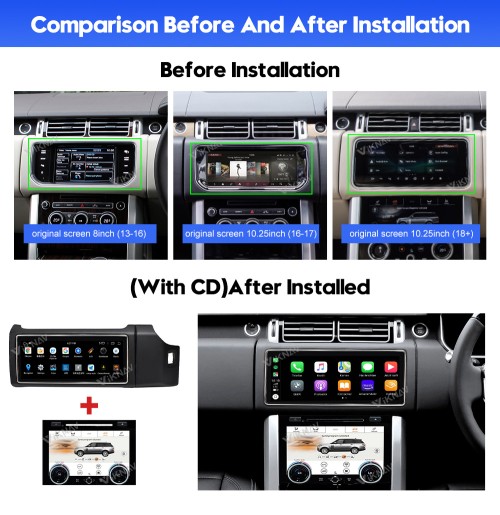 Viknav 12.3 Inch Touch Screen Car Radio For Land Rover Range Rover Vogue L405 2013-2017 Right Hand Driving Multimedia Player GPS Navigation Head Unit（Brown 128GB）