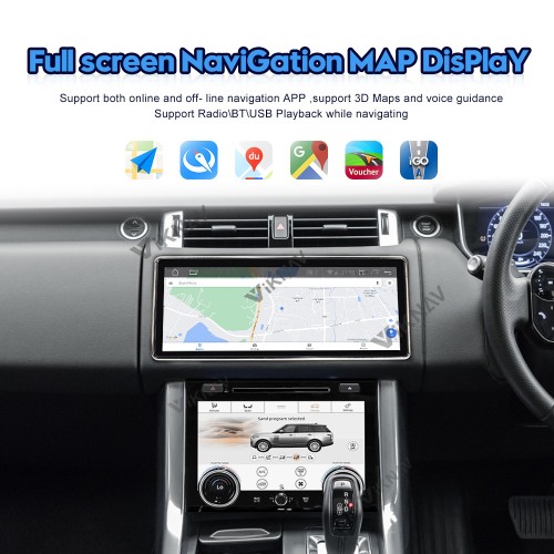 Viknav 12.3 Inch Touch Screen Car Radio For Rover Range Rover Sport L494 2013-2017 Right Hand Driving Multimedia Player GPS Navigation Head Unit（Red 128GB）