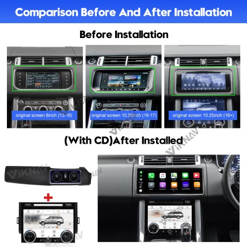 Viknav 12.3 Inch Touch Screen Car Radio For Rover Range Rover Sport L494 2013-2017 Right Hand Driving Multimedia Player GPS Navigation Head Unit（Beige 128GB）