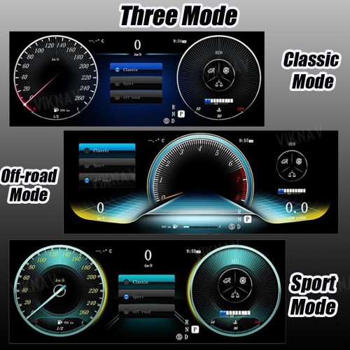 Viknav 12.3 Inch Digital Cluster Car Speedometer For Mercedes Benz C-Class W204 2008-2011 Linux System Car Instrument Cluster Screen Instrument Replacement (NTG4.0)