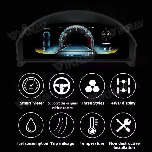 Viknav 12.3 Inch Digital Cluster Car Speedometer For Mercedes Benz C-Class W204 2008-2011 Linux System Car Instrument Cluster Screen Instrument Replacement (NTG4.0)