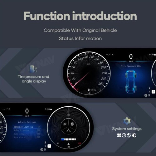 Viknav 12.3 Inch Digital Cluster Car Speedometer For Mercedes Benz GLA/CLA 2015-2018 Linux System Car Instrument Cluster Screen Instrument Replacement (NTG4.5/5.0)