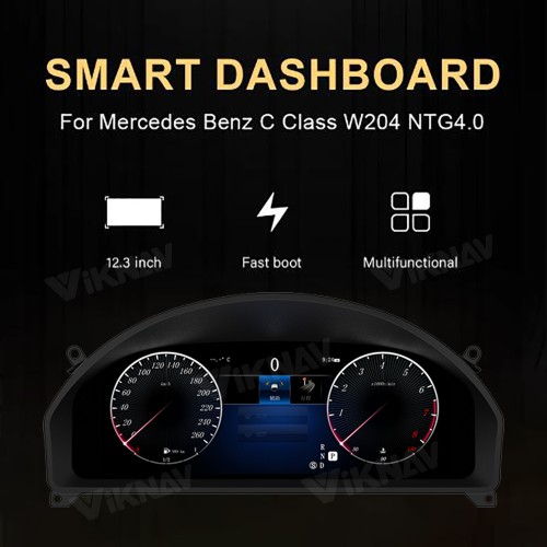 Viknav 12.3 Inch Digital Cluster Car Speedometer For Mercedes Benz E-Class W207 2010-2015 Linux System Car Instrument Cluster Screen Instrument Replacement (NTG4.0/4.5)