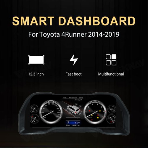 Viknav Car Instrument Panel 12.3 Inch For Toyota 4Runner 2014-2019 Linux System Digital Speedometer Dashboard Screen