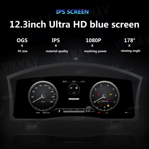 Viknav 12.3 Inch LCD Digital Cluster For Lexus LX570 2007-2017 Dashboard Panel Virtual Instrument CockPit Speed Meter HD Screen