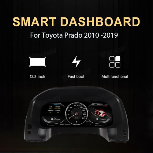 Viknav Car Instrument Panel 12.3 Inch For Toyota Prado 2010-2019 LCD Meter Linux System Digital Speedometer Dashboard Screen