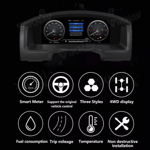 Viknav Car Instrument Panel 12.3 Inch For Toyota Land Cruiser 2008-2019  LCD Meter Linux System Digital Speedometer Dashboard Screen