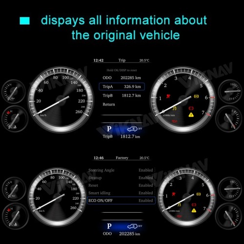 Viknav Car Instrument Panel 12.3 Inch For Toyota Land Cruiser 2008-2019  LCD Meter Linux System Digital Speedometer Dashboard Screen