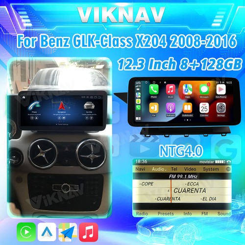 Viknav 12.3 Inch Android 8 Core Car Player Multimedia Radio For Benz GLK Class X204 2008-2016 GPS Navigation(NTG4.0)