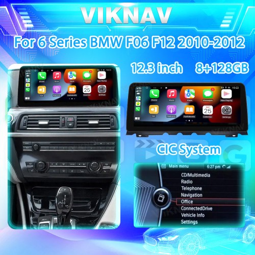 Viknav Car Radio 12.3 inch For BMW 6 Series F06 F12 2010-2012 CIC System Wireless Android Auto Carplayer GPS Navigation Multimedia Player