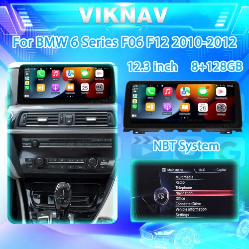 Viknav Car Radio 12.3 inch For BMW 6 Series F06 F12 2010-2012 NBT System Wireless Android Auto Carplayer GPS Navigation Multimedia Player