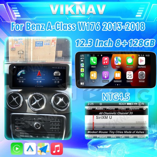 Viknav 12.3 Inch Android For Benz A  W176 CLA C117 GLA X156 G W463 2013-2018 GPS Navigation Car With Screen Multimedia Radio Player(NTG4.5)