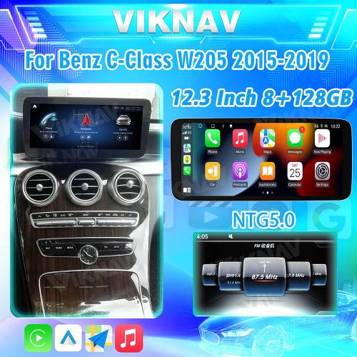 Viknav 12.3 Inch Android Car For Mercedes Benz C W205 GLC X253 V W447 X 2015-2019 With Screen Multimedia Player GPS Navigation 2Din(NTG5.0)