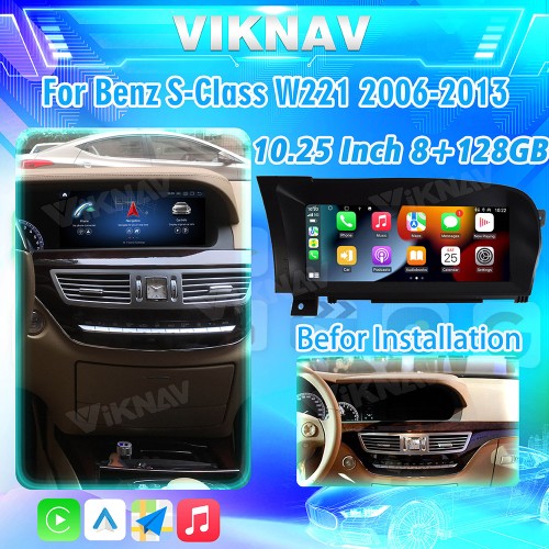 Viknav 10.25 Inch Android Car Radio For Mercedes Benz S CLASS W221 2006-2013 Multimedia Auto Player Vedio GPS Navigation(128GB)