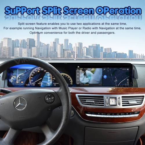 Viknav Android Hear Unit For Mercedes Benz S Class 2006-2013 12.3 Inch Touch Screen Car Radio With Wireless Carplay(Black-128GB)